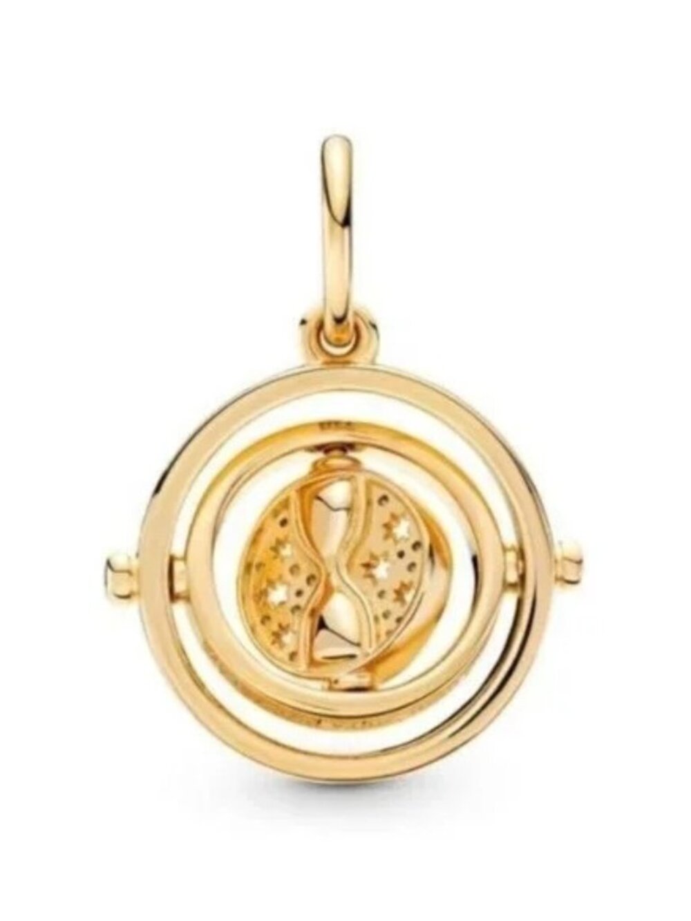 Gold Rotating Hourglass Pendant